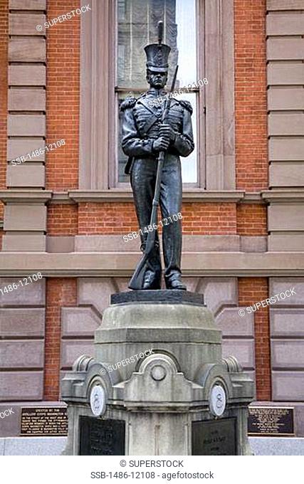 Statue of a soldier at a street, Union League Of Philadelphia, Broad Street, Philadelphia, Pennsylvania, USA