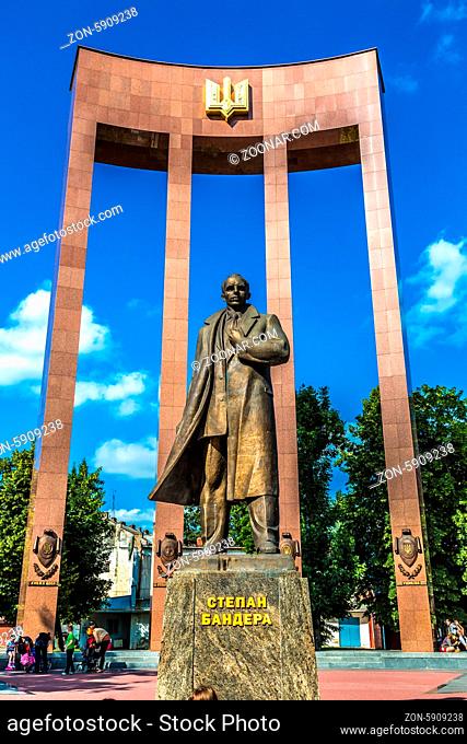 LVIV, UKRAINE - SEPTEMBER 5: Leader of Ukrainian national movement Stepan Bandera monument on September 5, 2013 in Lviv, Ukraine