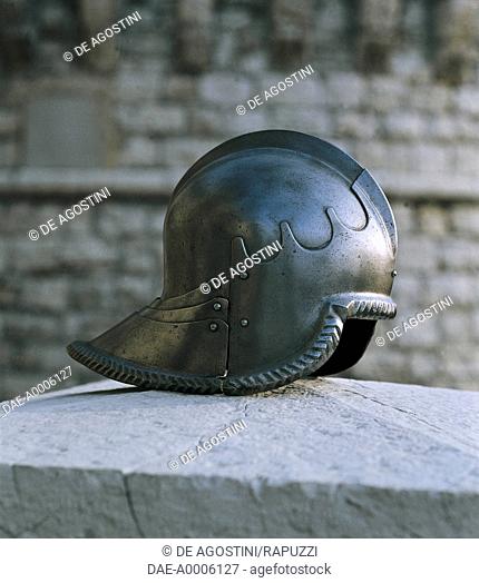 Italian helmet, Lombardy, late 15th century. Italy, 15th century.  Brescia, Castello-Mastio Visconteo Museo Civico Delle Armi Luigi Marzoli (Weapons' Museum)