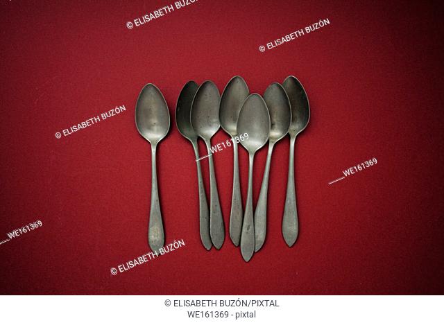 Red silver spoons