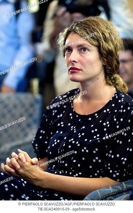 Ginevra Elkann, sister of John Elkann, during the ceremony of naming of the general gallery in the headquarter of Automobil Club d' Italia to the memory of...