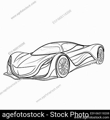 sketch of a sports car, coloring book, cartoon illustration, isolated  object on white background, Stock Vector, Vector And Low Budget Royalty  Free Image. Pic. ESY-060118208 | agefotostock