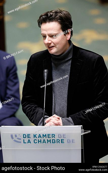 DeFI's Francois De Smet pictured during a plenary session of the Chamber at the Federal Parliament in Brussels, Thursday 24 February 2022