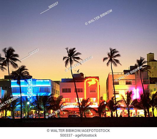 Art Deco Hotels. Ocean Drive. South Beach. Miami Beach. Florida. USA