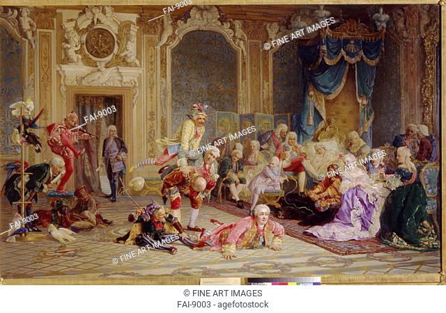 Jesters at the Court of Empress Anna Ioannovna. Jacobi, Valery Ivanovich (1834-1902). Oil on canvas. Russian Painting of 19th cen. . 1872