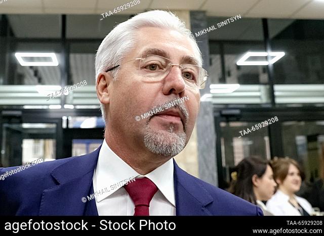 RUSSIA, MOSCOW - DECEMBER 20, 2023: Alexei Shabunin, chief physician at Moscow's Botkin Hospital, attends an event marking the 125th anniversary of the founding...