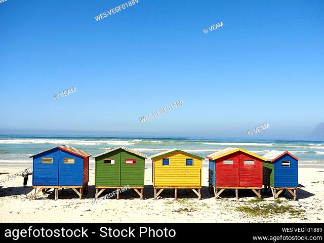 Colorful cabanas at Muizenberg beach, South Africa