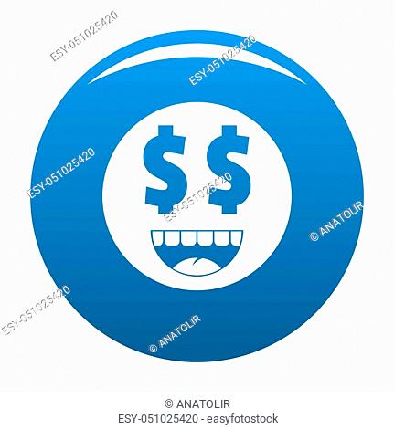 Money smile icon blue circle isolated on white background
