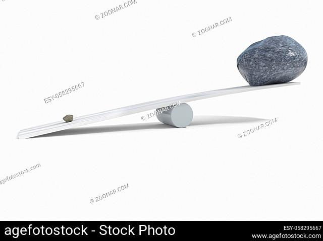 Wrong balancing small heavy and big stones 3d render