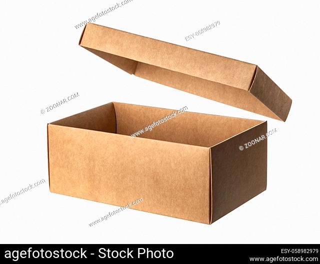 Open cardboard box isolated on white background with clipping path