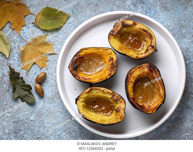 Baked acorn squash with brown sugar and butter