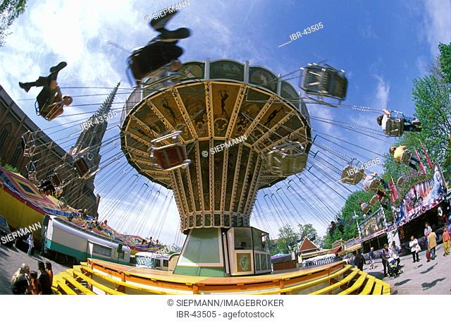 Chairoplane Wheel carousel machine Auer Dult Mariahilfplatz Au Munich Bavaria Germany