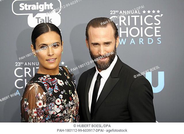 Joseph Fiennes and Maria Dolores Dieguez attend the 23rd Annual Critics' Choice Awards at Barker Hangar in Santa Monica, Los Angeles, USA, on 11 January 2018