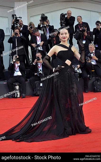 VENICE, ITALY - AUGUST 30:Li Mengattends the opening red carpet at the 80th Venice International Film Festival on August 30, 2023 in Venice, Italy