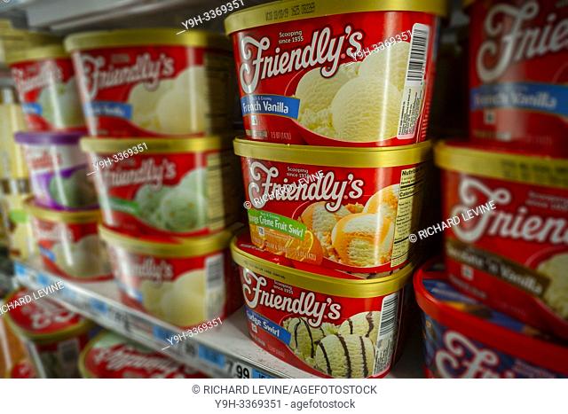 Containers of dairy producer Dean Foods' Friendly's brand ice cream in a supermarket freezer in New York on Tuesday, February 26, 2019