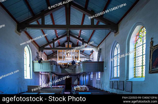 02 May 2022, Mecklenburg-Western Pomerania, Pinnow: A new organ is being built in the 14th century village church by a specialist company from Dresden