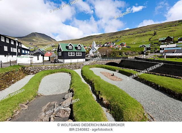 Former Viking settlement in the village of Kvívík, Faroe Islands, Denmark, Northern Europe, Europe
