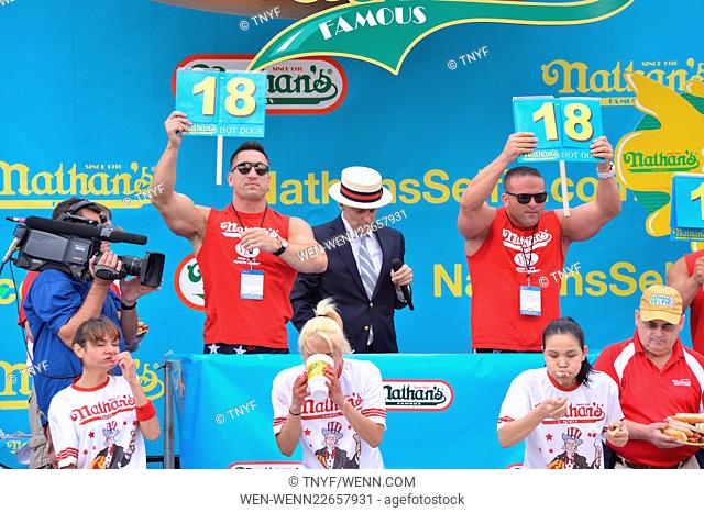 Nathan's Famous International Hot Dog Eating Contest at Coney Island Featuring: Miki Sudo, Sonya Thomas, Black Widow, George Shea Where: Brooklyn, New York