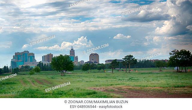 New capital of Kazakhstan city Astana. Park area in the summer