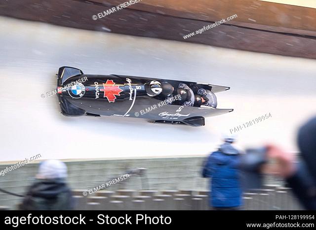 Justin KRIPPS (CAN), Benjamin COAKWELL (CAN), Ryan SOMMER (CAN), Cameron STONES (CAN), action, BMW IBSF World Cup and 4-man bobsleigh European Championships on...