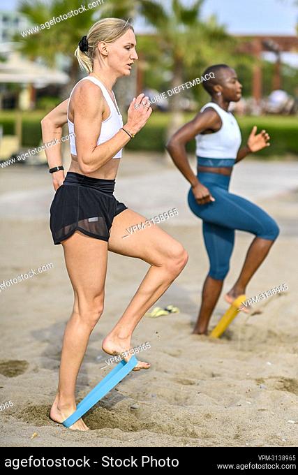 Athlete Hanne Claes and Athlete Cynthia Mbongo Bolingo pictured in action during a training camp organized by the BOIC-COIB Belgian Olympic Committee in Belek...