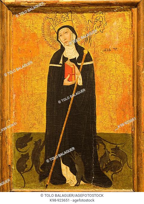 St Gertrude of Nivelles (c. 1455-1459, distemper on wood), painting by Joan Rosat Rosato, Diocesan Museum, Palma de Mallorca