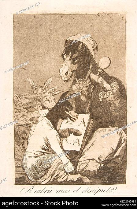 Plate 37 from 'Los Caprichos': Might not the pupil know more? (Si Sabrá mas el discipulo?), 1799. Creator: Francisco Goya