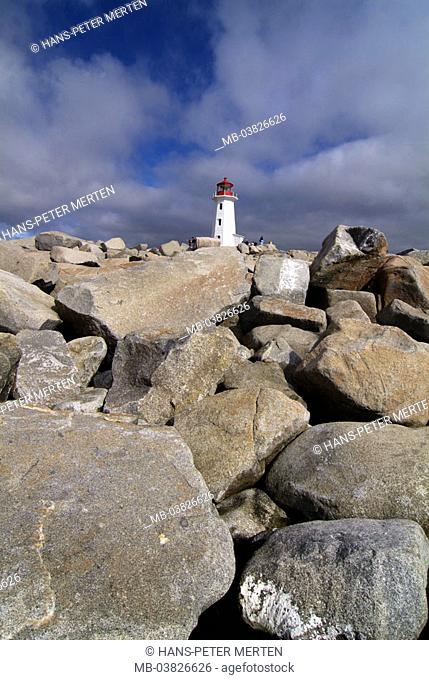 Canada, Nova Scotia, Peggy Cove, close to Halifax, lighthouse, Felsküste