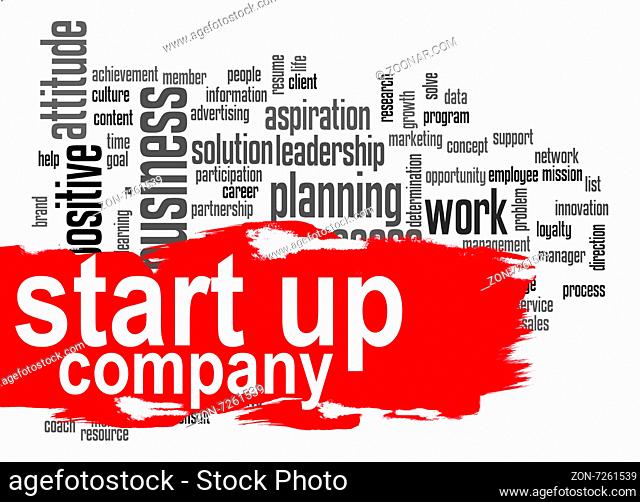 Start up company word cloud image with hi-res rendered artwork that could be used for any graphic design
