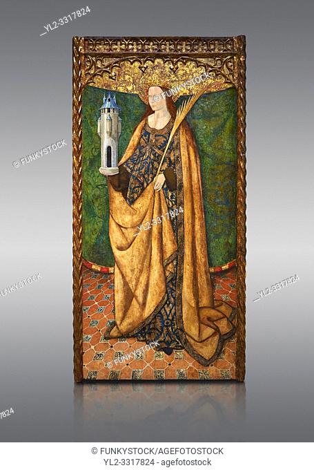 Gothic Aaltarpiece of Saint Barbara, 3rd quarter of the 15th century, tempera and gold leaf on for wood. National Museum of Catalan Art, Barcelona, Spain