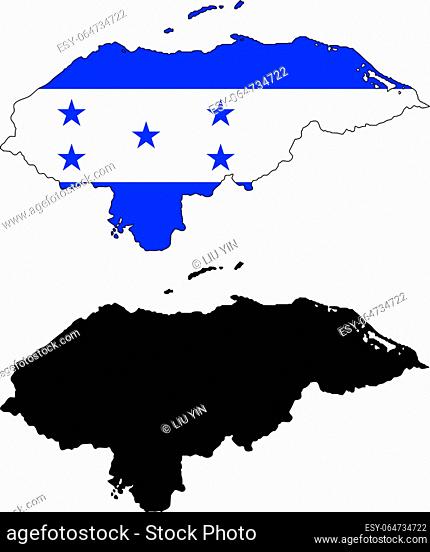 Vector illustration map and flag of Honduras
