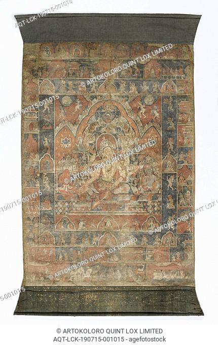 Painting on canvas by Vasudhara, Painting on canvas by Vasudhara., anonymous, Nepal, c. 1500 - c. 1600, canvas, dye, h 78 cm × w 56 cm h 100 cm × w 64 cm