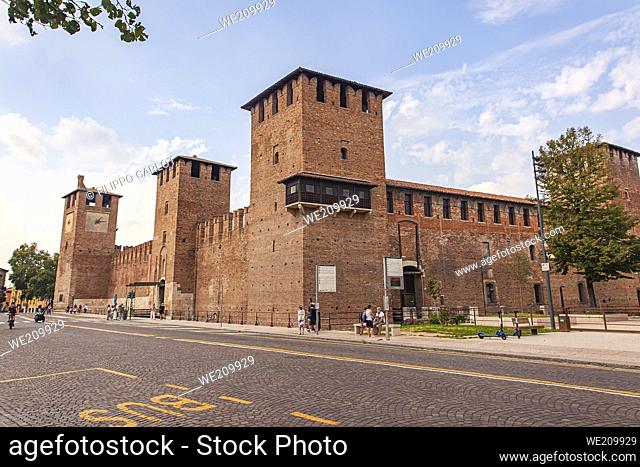 VERONA, ITALY 10 SEPTEMBER 2020: View of Castelvecchio in Verona in Italy