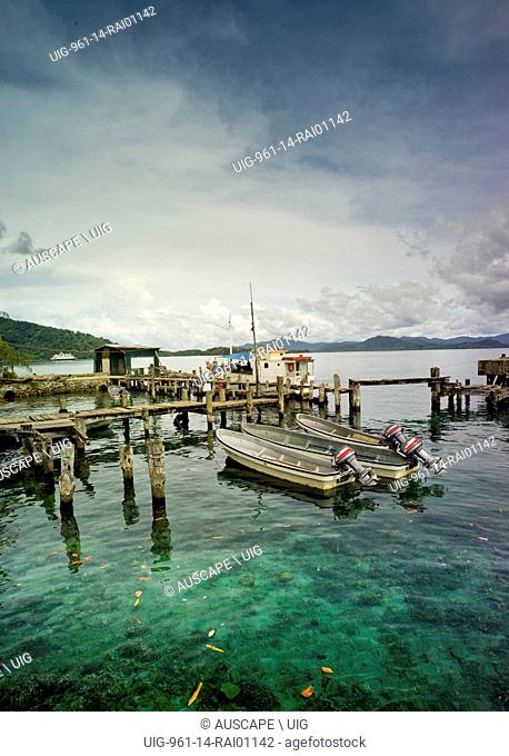 Remnant port structures, Samarai Island, Milne Bay Province, Papua New Guinea. (Photo by: Auscape/UIG)