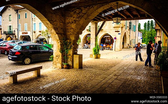 Market square in Eymet, France