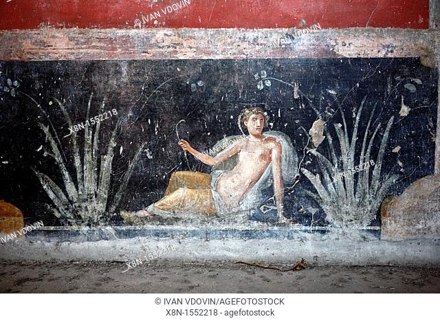 Frescoes in private house, Pompeii, Campania, Italy