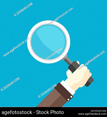 Human hand with a loupe Eps 10 vector file