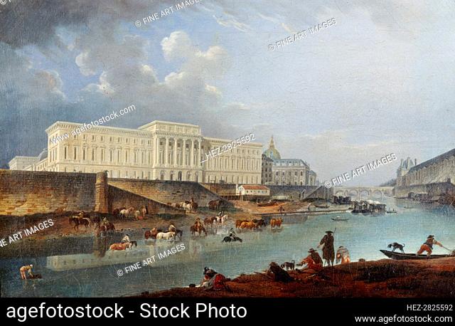 L'Hôtel de la Monnaie, le quai de Conti et la Seine, vus de la pointe de la Cité, 1777. Creator: Demachy, Pierre-Antoine (1723-1807)