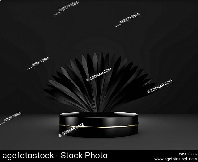 abstract template as presentation stage with leaf in front of background - 3D Illustration