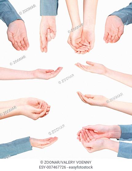 set of helping palms - hand gesture