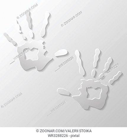 Two hands prints isolated on grey background