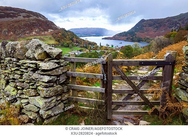 View over Glenridding and Ullswater. Lake District National Park, Cumbria, England