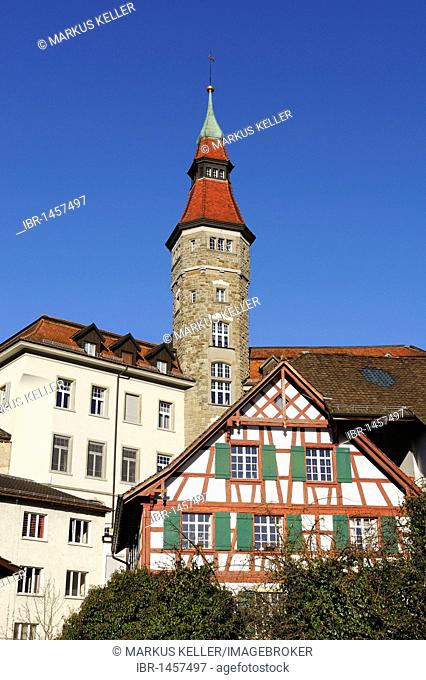 Town hall tower, Frauenfeld, Canton Thurgau, Switzerland, Europe