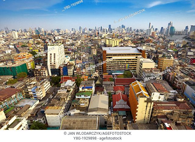 Thailand - Bangkok city aerial view of Chinatown - view from The Grand China Princess Hotel, Bangkok