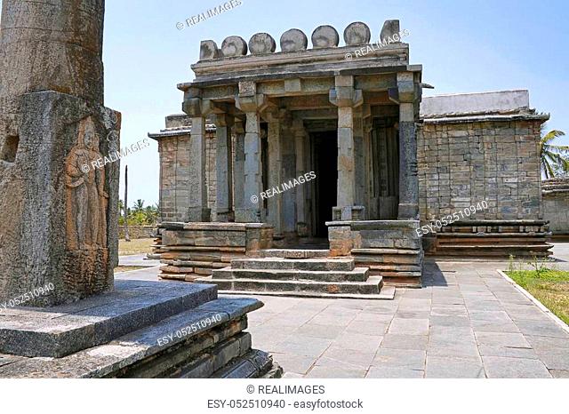 Front view of Shantinatha Basadi, Basadi Halli jain temple complex, Karnataka, India