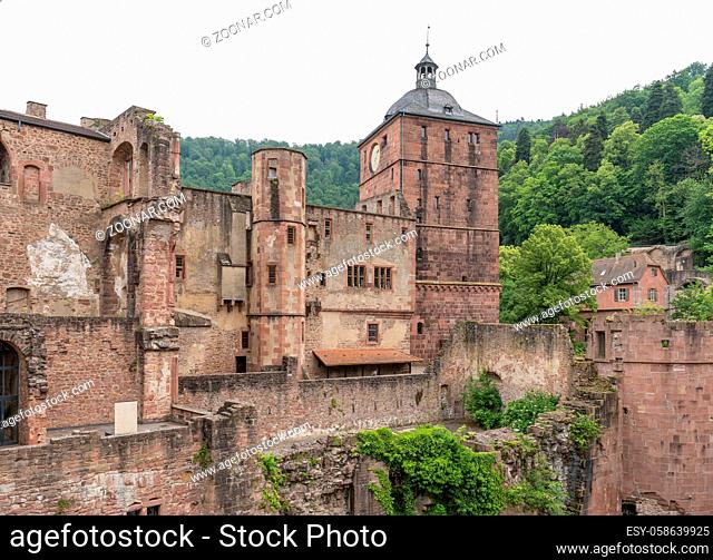 The Heidelberg Castle ruins in Germany at summer time