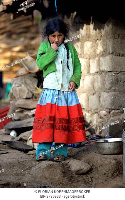 Girl, 11 years, in traditional costume, Union Potrero, Quispillacta, Ayacucho, Peru