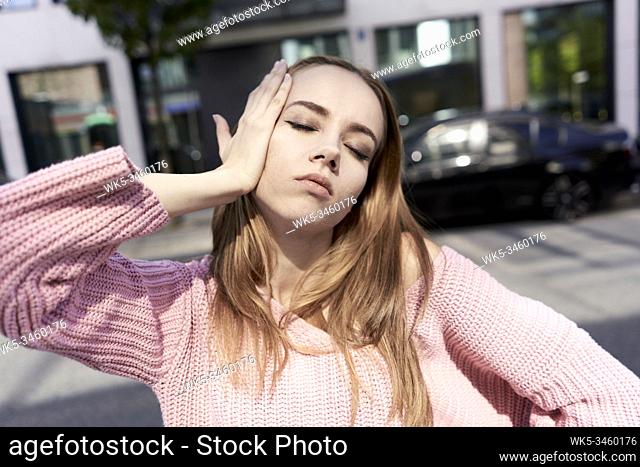 young woman feeling laxity, languor of inner world