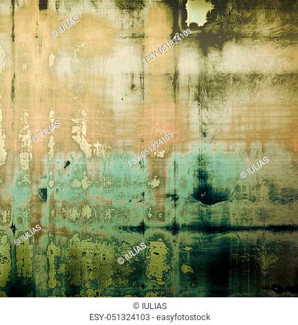 Vintage frame, grunge background with old style decor elements and different color patterns: yellow (beige); brown; gray; green; blue; cyan