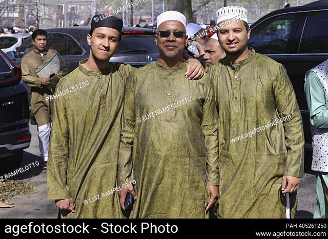 Thomas A. Edison High School, New York, USA, April 21, 2023 - Thousands of Muslims Participated on the Friday Morning Prayers Celebrating the End of Ramadan and...
